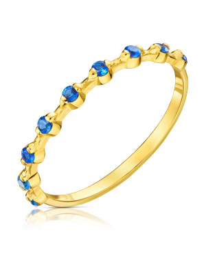 Thin ring with 14k blue cubic zirconia