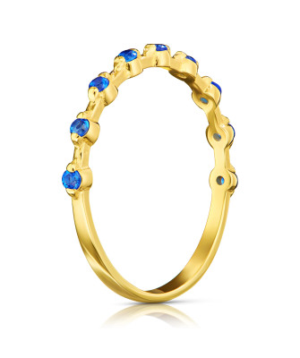Thin ring with 14k blue cubic zirconia