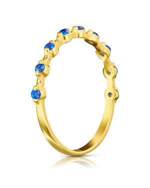 Thin ring with 14k blue cubic zirconia