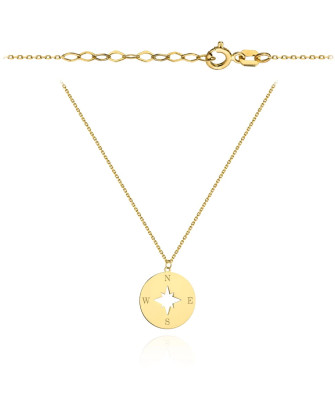14K Gold Compass Necklace 45cm