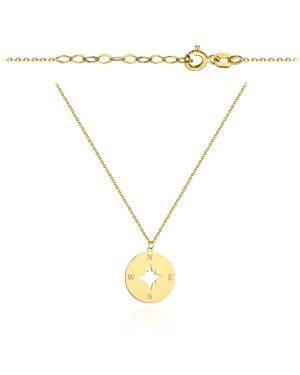 14K Gold Compass Necklace 45cm