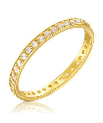 Gold ring with cubic zirconia 14k