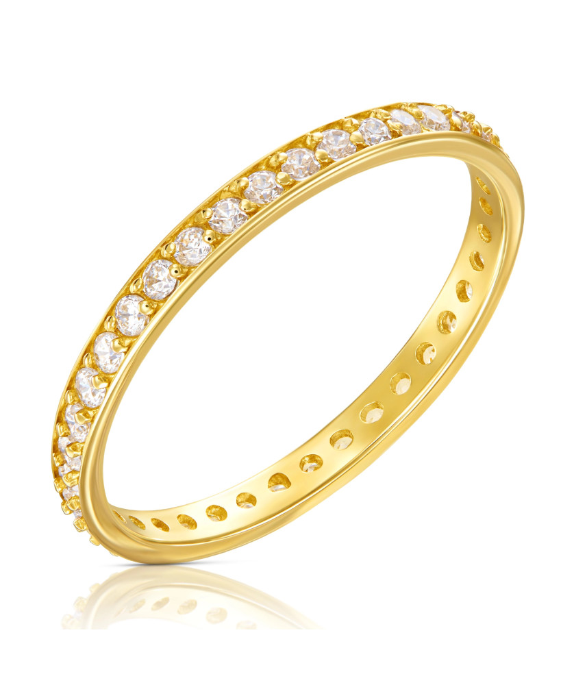 Gold ring with cubic zirconia 14k