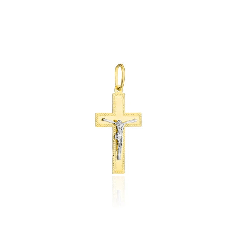 ⭐ Gold cross decorated with diamonds with Jesus in two colors of gold ♥ GoldJewellery