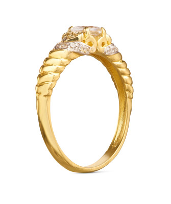 Gold ring 8k interwoven with zirconia