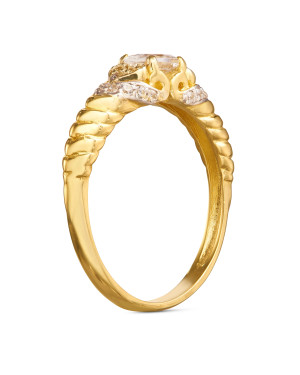 Gold ring 8k interwoven with zirconia