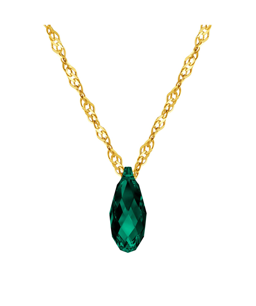 8k Gold Necklace with Bottle-Green Swarovski Crystal – Elegant Women’s Jewellery