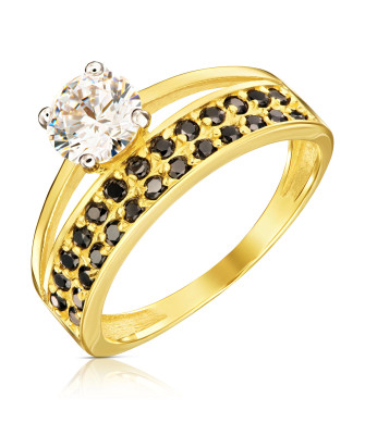 Gold ring BLACK STONES P3.1600c