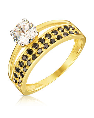 Gold ring BLACK STONES P3.1600c