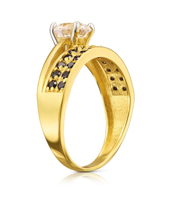 Gold ring BLACK STONES P3.1600c