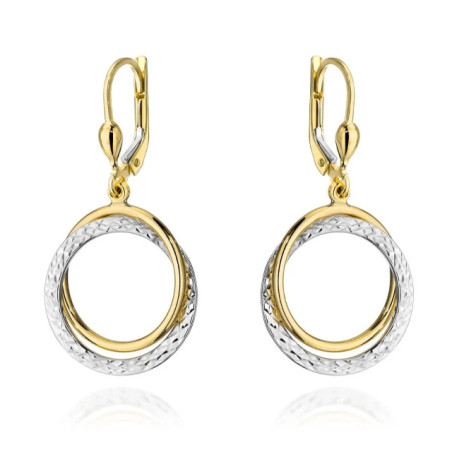 ⭐ Gold hanging hoop earrings in two colors of gold ♥ GoldJewellery