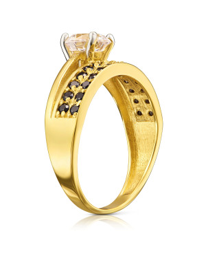 Gold ring BLACK STONES P3.1600c