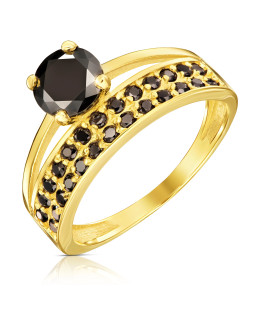 Gold ring BLACK STONES P3.1600cc