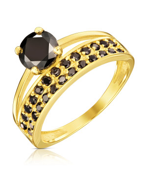 Gold ring BLACK STONES P3.1600cc