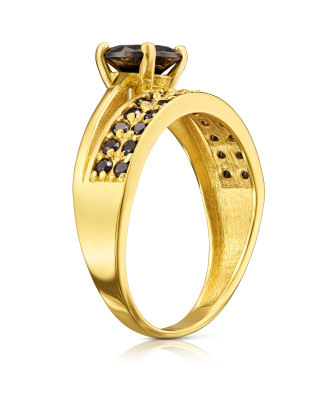 Gold ring BLACK STONES P3.1600cc