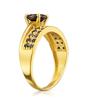 Gold ring BLACK STONES P3.1600cc