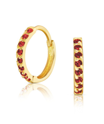 Gold earrings ruby zirconia 14k