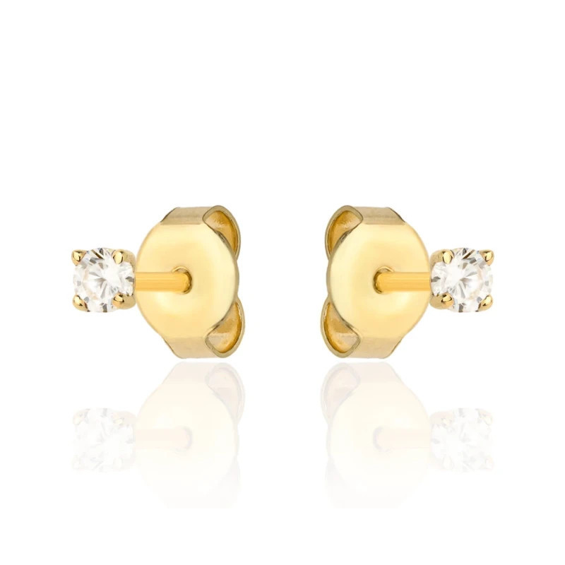⭐ Gold earrings with central white zircon ♥ GoldJewellery ⭐ Gold earrings with central white zircon ♥ GoldJewellery