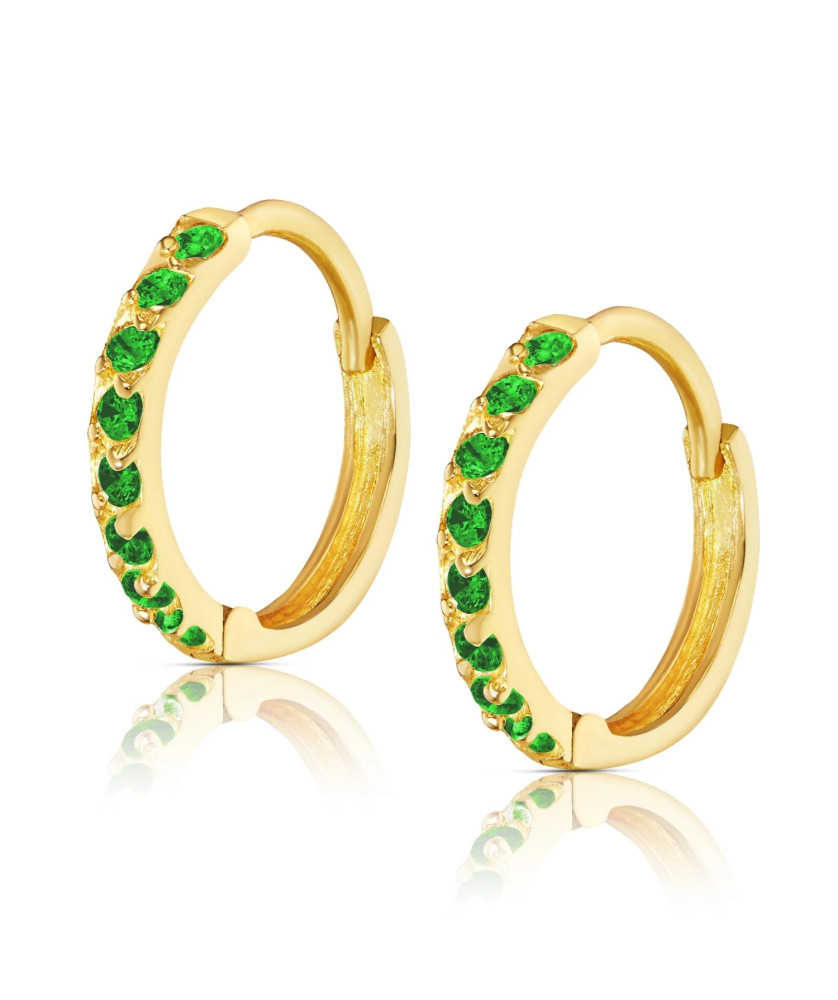 Gold earrings emerald zirconia 14k