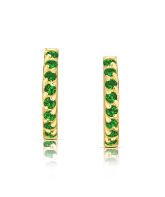 Gold earrings emerald zirconia 14k