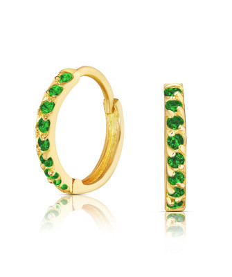 Gold earrings emerald zirconia 14k