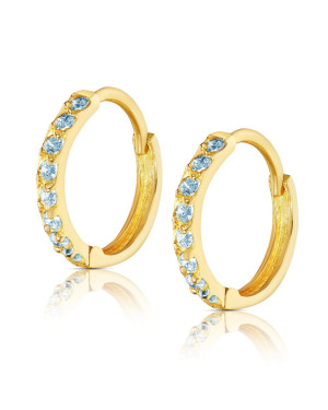 Gold earrings blue zircons 14k
