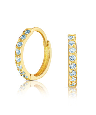 Gold earrings blue zircons 14k