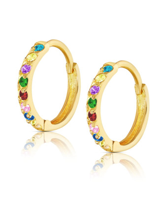 Gold earrings colorful cubic zirconia 14k