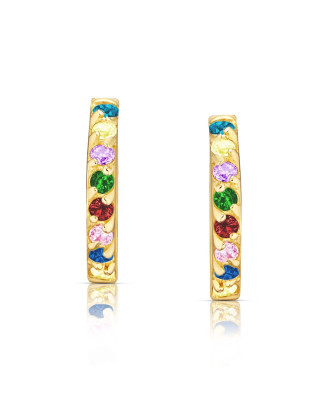 Gold earrings colorful cubic zirconia 14k
