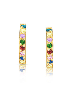 Gold earrings colorful cubic zirconia 14k