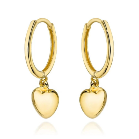 ⭐ Gold heart earrings suspended on a ring ♥ GoldJewellery