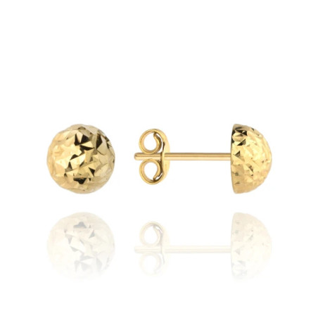 ⭐ Half ball earrings dia. 8 mm diamond stud super light ♥ GoldJewellery
