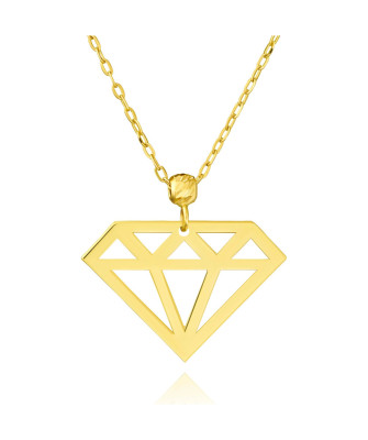 14k Gold Necklace with Geometric Diamond Pendant – Elegant Women’s Jewellery