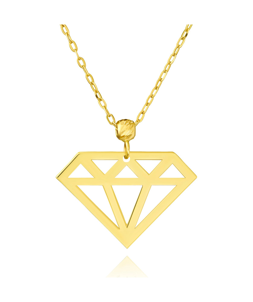 14k Gold Necklace with Geometric Diamond Pendant – Elegant Women’s Jewellery