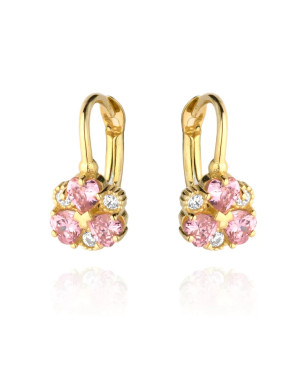 Flower earrings with pink and white petals