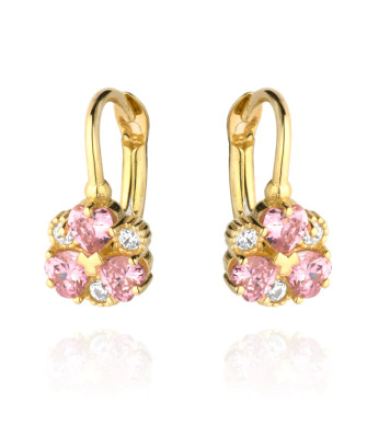 Flower earrings with pink and white petals