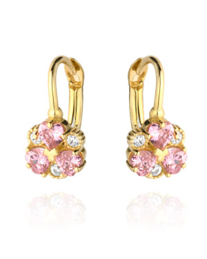 Flower earrings with pink and white petals