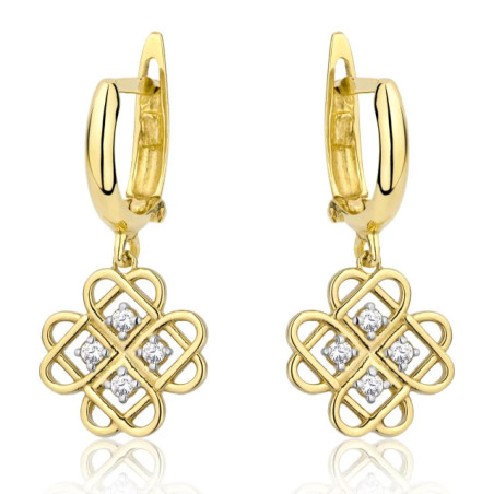 Gold earrings with 333 cubic zirconias K1.24 | GoldJewellery