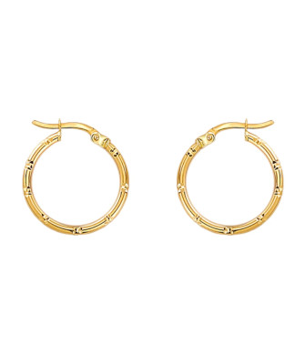 Gold hoop earrings with notches