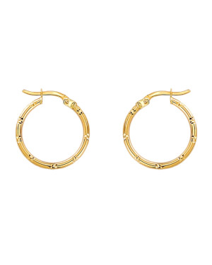 Gold hoop earrings with notches