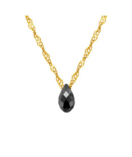 14k Gold Necklace With Black Swarovski Wind Crystal – Elegant Modern Pendant