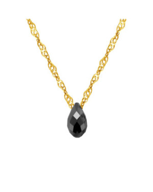 14k Gold Necklace With Black Swarovski Wind Crystal – Elegant Modern Pendant