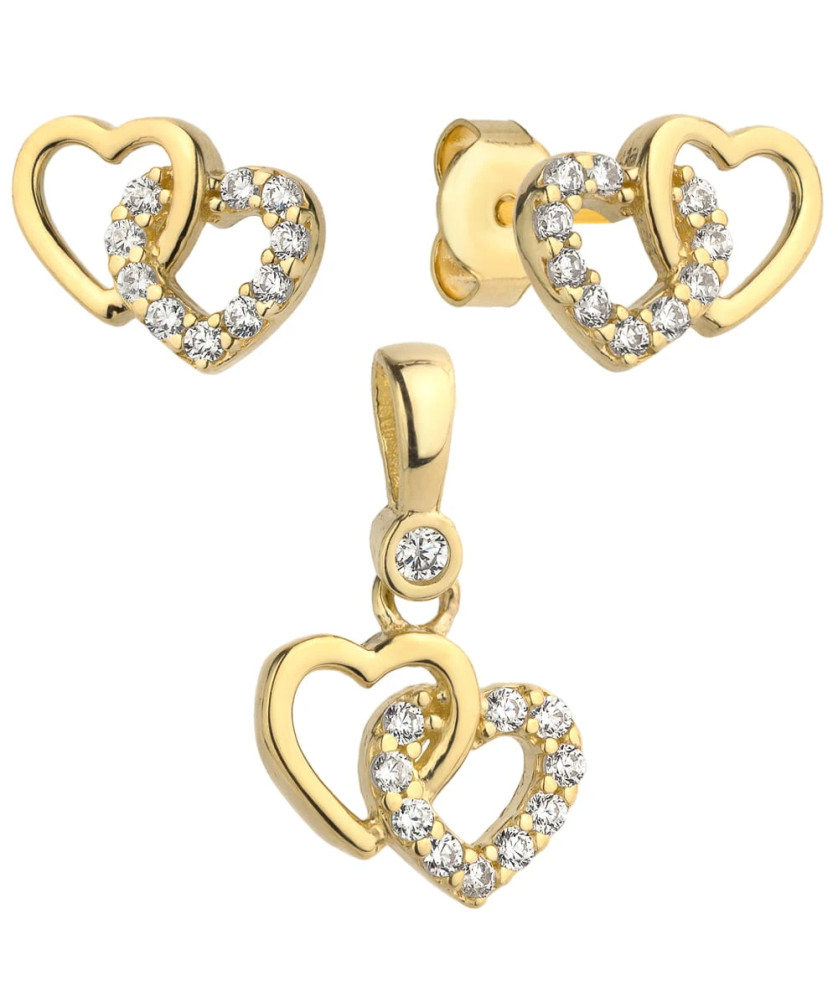 Complete earrings + pendant two hearts