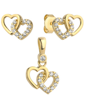 Complete earrings + pendant two hearts