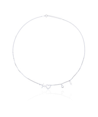Silver 925 Heart Pulse Necklace – Delicate Rhodium-Plated Jewellery for Women