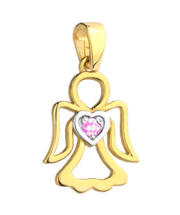 Angel pendant with pink zircon in a heart
