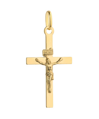 Smooth gold cross with the image of Jesus