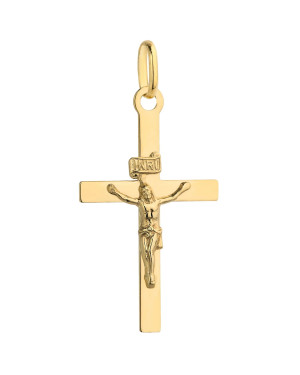 Smooth gold cross with the image of Jesus