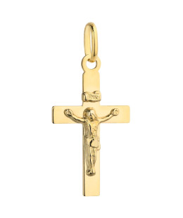 Small smooth gold cross with the image of Jesus