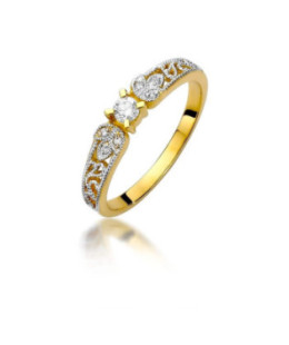 14k Gold Ring with 0.10ct Diamond and Side Diamonds – Elegant Engagement Ring
